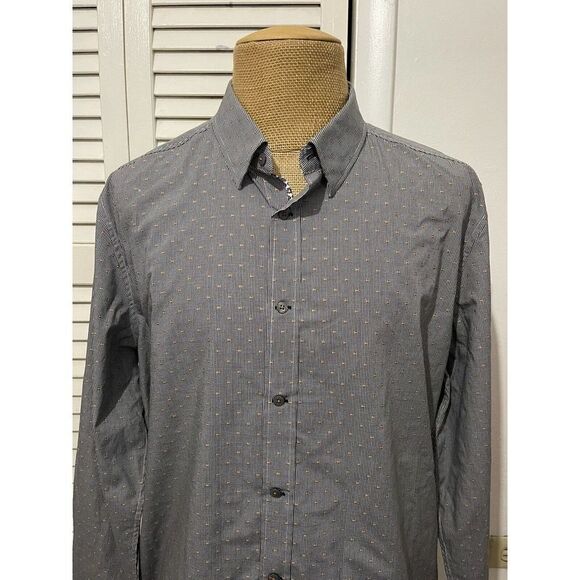 Robert Graham Men's Dress Shirt Black White Orange 3D Textured Size 2XL - Picture 5 of 9